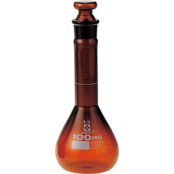 023090-100 [メスフラスコ 茶 短形 100mL]