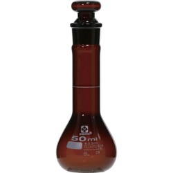 023090-50 [メスフラスコ 茶 短形 50mL]