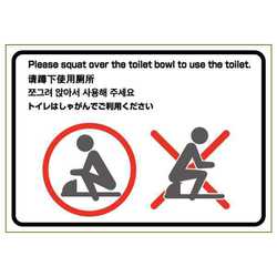 KLS057 [はがせる！ピタロングステッカー トイレの使用方法（和式） A4 1面 ヨコ]