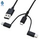 microUSBケーブル+ライトニング&Type-C変換付 2.4A 1.0m BK R10CAAMLC2A01BK