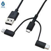 microUSBケーブル+ライトニング&Type-C変換付 2.4A 1.0m BK R10CAAMLC2A01BK