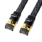 LANケーブル 2m CAT8 ブラック 爪折れ防止 フラットタイプ ケーブル厚2.8mm 金メッキコネクタ より線 STP ストレート結線 RJ45 KB-T8FL-02BK