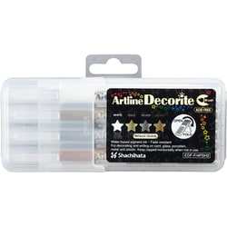 アートライン Decorite（デコライト） 筆タイプ 4色セット2（ホワイト/ゴールド/シルバー/ブロンズ） EDF-F/4PSH2