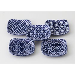 食器セット 藍染工房 江戸小紋 角小皿揃
