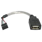 PCケース/マザーボード接続用USB 2.0ケーブル 15cm Type-A(メス) - 4ピンマザーボードヘッダ(メス) USBMBADAPT