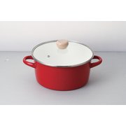 クレヴィア ホーローガラス蓋両手鍋 22cm(レッド) HB-5298