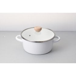 クレヴィア ホーローガラス蓋両手鍋 20cm（ホワイト） HB-5302