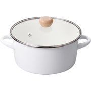 クレヴィア ホーローガラス蓋両手鍋 22cm(ホワイト) HB-5303