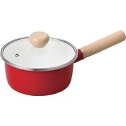 クレヴィア ホーローガラス蓋片手鍋 16cm（レッド） HB-5295
