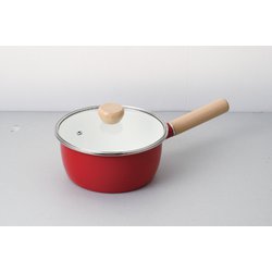 クレヴィア ホーローガラス蓋片手鍋 18cm（レッド） HB-5296