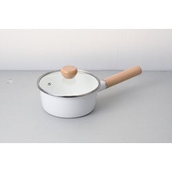 クレヴィア ホーローガラス蓋片手鍋 16cm（ホワイト） HB-5300