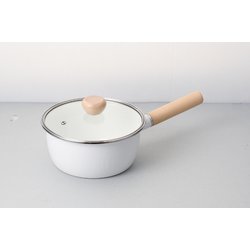 クレヴィア ホーローガラス蓋片手鍋 18cm（ホワイト） HB-5301