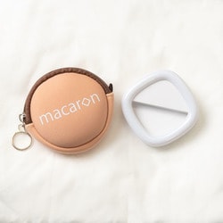 鏡付き自撮りLEDライト macaro（マカロン） クリップタイプ かふぇモカ