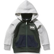 ロゴフルジップスウェットフーディー K Logo Full-zip Sweat Hoodie HJ32053 ブッシュグリーン(BU) 130サイズ [アウトドア トップス キッズ]