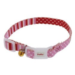W57399 [CAT COLLAR ボーダードットカラー ピンク]