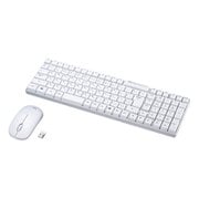 ワイヤレスキーボード マウスセット 無線 ワイヤレス パソコン キーボード コンパクト テンキーあり メンブレン 乾電池 日本語配列 ホワイト SKB-WL34SETW