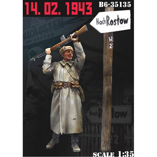 B6 ブランド品 Wwii 露 ソ 1943年2月14日 ドイツ語の標識を破壊するロシア兵 35スケール 1 レジンキット