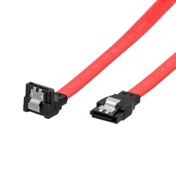 シリアルATA3.0対応ケーブル 30cm 端子形状（ストレート）-（ 下L型） レッド OWL-SATA3SLU30-RE