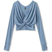 コンフォートウォームツイストトップ COMFORT WARM TWIST TOP DA50105 スモークブルー(KE) Mサイズ [フィットネス シャツ レディース]