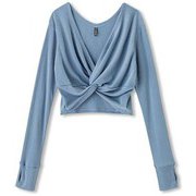 コンフォートウォームツイストトップ COMFORT WARM TWIST TOP DA50105 スモークブルー(KE) Lサイズ [フィットネス シャツ レディース]