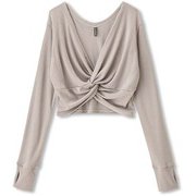 コンフォートウォームツイストトップ COMFORT WARM TWIST TOP DA50105 シトロングレー(RH) Sサイズ [フィットネス シャツ レディース]