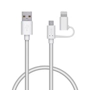 スマートフォン用microUSBケーブル Lightning変換アダプタ付 2 in 1 microUSB+Lightning 0.3m ホワイト MPA-AMBLAD03WH