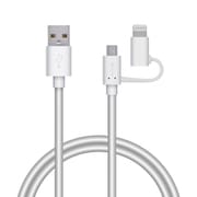 スマートフォン用microUSBケーブル Lightning変換アダプタ付 2 in 1 microUSB+Lightning 0.7m ホワイト MPA-AMBLAD07WH