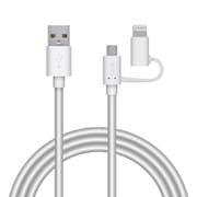 スマートフォン用microUSBケーブル Lightning変換アダプタ付 2 in 1 microUSB+Lightning 1.2m ホワイト MPA-AMBLAD12WH