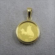 ジュエリー 純金コイン（K18製ペンダント枠付） 1/30oz 2019 ドッグ