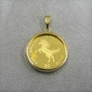 ジュエリー 純金コイン（K18製ペンダント枠付） 1/20oz 2020 ユニコーン