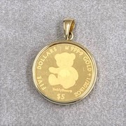 ジュエリー 純金コイン（K18製ペンダント枠付） 1/20oz 2020 テディベア