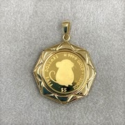 ジュエリー 純金コイン（K18製ペンダント枠付） 1/30oz 2020 マウス 8角枠