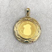 ジュエリー 純金コイン（K18製ペンダント枠付） 1/20oz 2020 マウス 丸枠