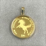 ジュエリー 純金コイン（K18製ペンダント枠付） 1/10oz 2018 ユニコーン