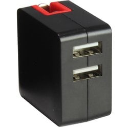USB AC充電器 USB-A×2 3.1A 自動識別IC搭載 収納式プラグ採用 ブラックレッド MCAA2001BR