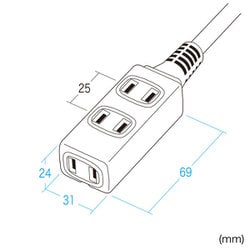 ジャンクホワイトニング/電源コードの差し込みが出来ません/コード交換の修理可 延長コード 電源タップ AC×3個口 スイッチ付 1m ホワイト