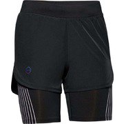 UAラッシュ ラン 2in1 ショーツ RUSH Run 2-in-1 Short 1350189 001_Black/Black/Reflective LGサイズ [ランニングパンツ レディース]