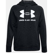 UAライバルフリース ロゴフーディー UA Rival Fleece Logo Hoodie 1356318 002_Black/White/White LGサイズ [フィットネス ジャケット レディース]