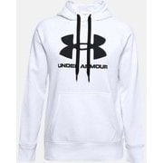UAライバルフリース ロゴフーディー UA Rival Fleece Logo Hoodie 1356318 100_White/Black LGサイズ [フィットネス ジャケット レディース]