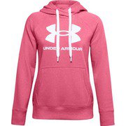 UAライバルフリース ロゴフーディー UA Rival Fleece Logo Hoodie 1356318 668_Pink Lemonade/White/White MDサイズ [フィットネス ジャケット レディース]