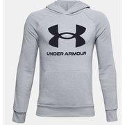 UAライバルフリース フーディー UA Rival Fleece Hoodie 1357585 011_Mod Gray Light Heather/Onyx White YSMサイズ [アウトドア ジャケット キッズ]