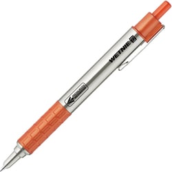 加圧式ボールペン WETNIE（ウェットニー） 0.7mm ノック式 濡れた紙にも書ける 上向き筆記可能 メタルボディ インク色：黒 本体色：オレンジ P-BA100-OR
