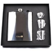スキットル・フラスク 大容量角型 18oz 鏡面 4点セット [アウトド アスキットル]