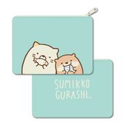 すみっコぐらし モフモフフラットポーチ B：ねこ＆かわうそ [キャラクターグッズ]