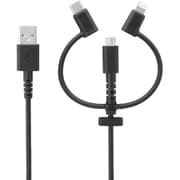 3 in 1 Lightningアダプター&USB Type-Cアダプター付き USB Type-A to micro USB 超タフストロング ストレートケーブル 30cm ブラック OWL-CBKMLCR3-BK