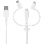3 in 1 Lightningアダプター&USB Type-Cアダプター付き USB Type-A to micro USB 超タフストロング ストレートケーブル 1m ホワイト OWL-CBKMLCR10-WH