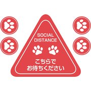 ソーシャルディスタンスステッカー 三角・丸/ネコ SDS-S-MN-R
