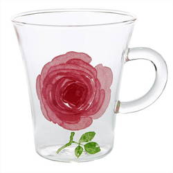 English Rose イングリッシュローズ 耐熱ガラス 天開マグ ピンク 49P083