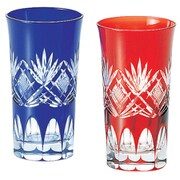 江戸切子 71カット 一口ビール ペア（木箱入） 00-534-1