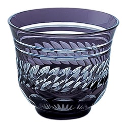 江戸切子 菱重ね 冷茶 （化粧箱入） 紫 650-198-7
